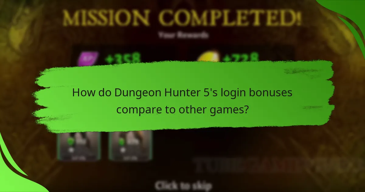 How do Dungeon Hunter 5's login bonuses compare to other games?