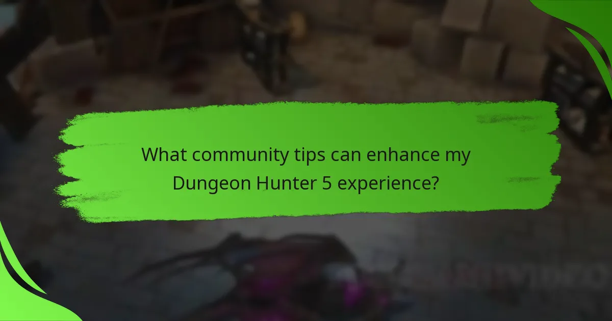 What community tips can enhance my Dungeon Hunter 5 experience?